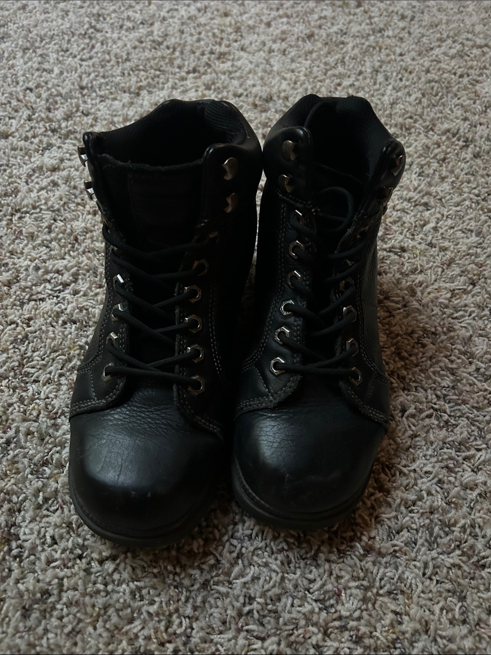 Women’s Harley Davidson Black Lace-Up Ankle Boots - Classic Work Style